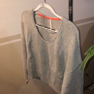 Free People grey cropped comfortable sweater